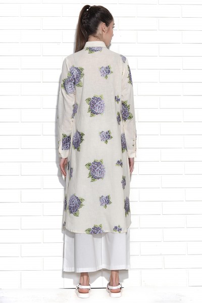 Lavender hydrangea embroidered tunic